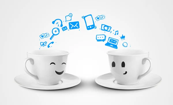 Két csésze, szociális média — Stock Fotó