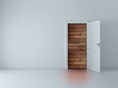 Door to wood wall clipart