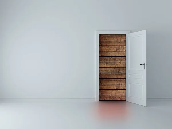 Door to wood wall — Stock Photo, Image