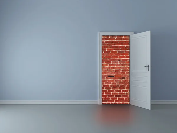 Porta a parede de tijolo — Fotografia de Stock