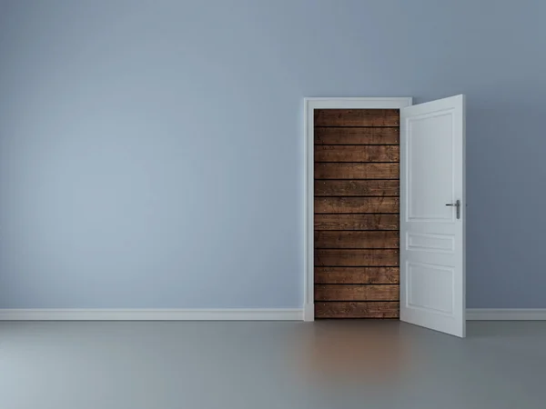 От двери до деревянной стены — стоковое фото