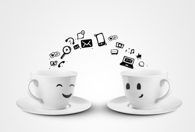 Social two cups clipart