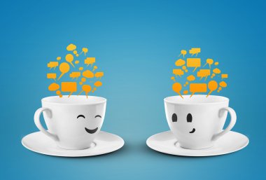 Two mugs communicate clipart