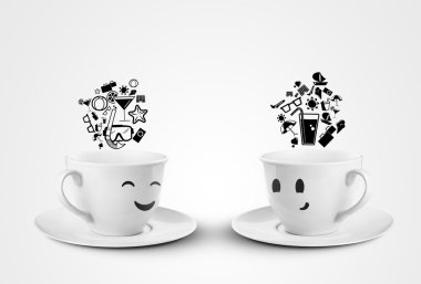 Two happy cups clipart