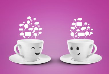 Two happy smileys cups clipart
