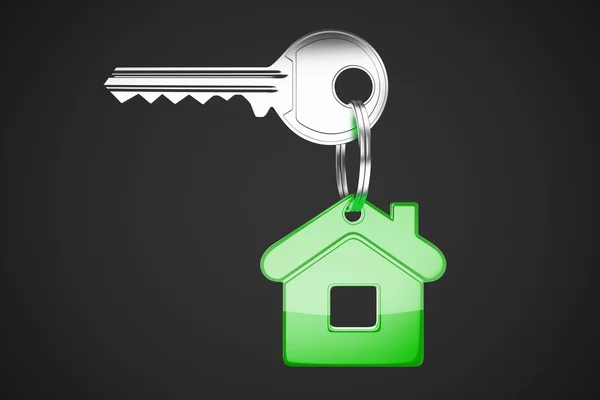 Yeşil anahtar zinciri ile anahtar — Stok fotoğraf