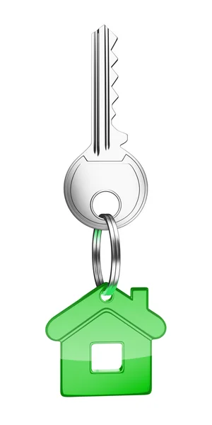 Key with green key chain — Stock Fotó