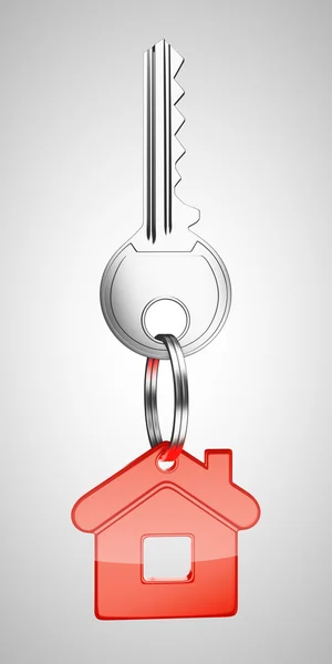 Red key chain with key — Stock Photo, Image