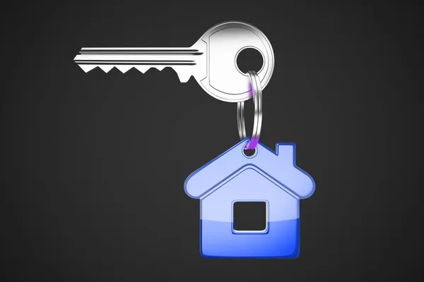Sleutel met blauwe sleutelhanger — Stockfoto