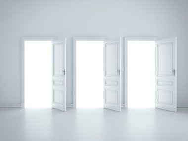 Three open doors clipart