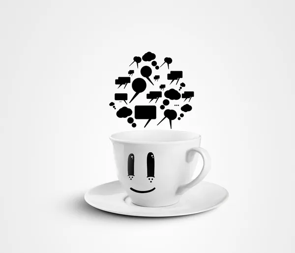 Cup with speech bubbles — Stock Photo, Image