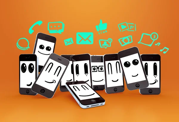 Telefone mit Social-Media-Symbolen — Stockfoto
