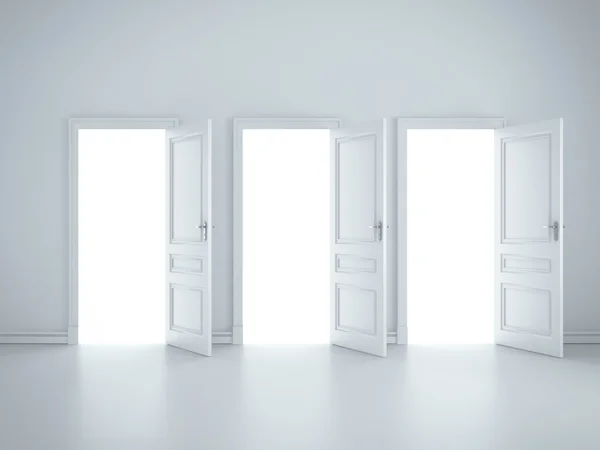Drie open deuren — Stockfoto