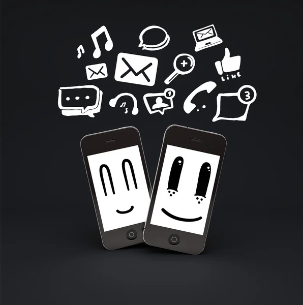 Telefoons met social media iconen — Stockfoto