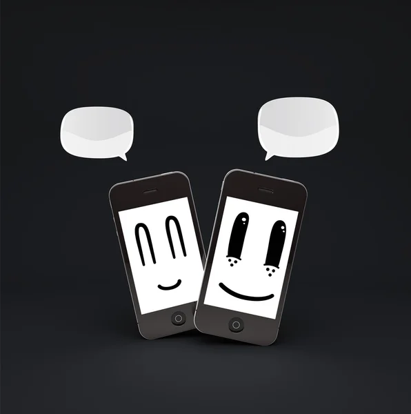 Twee mobiele telefoons smileys — Stockfoto