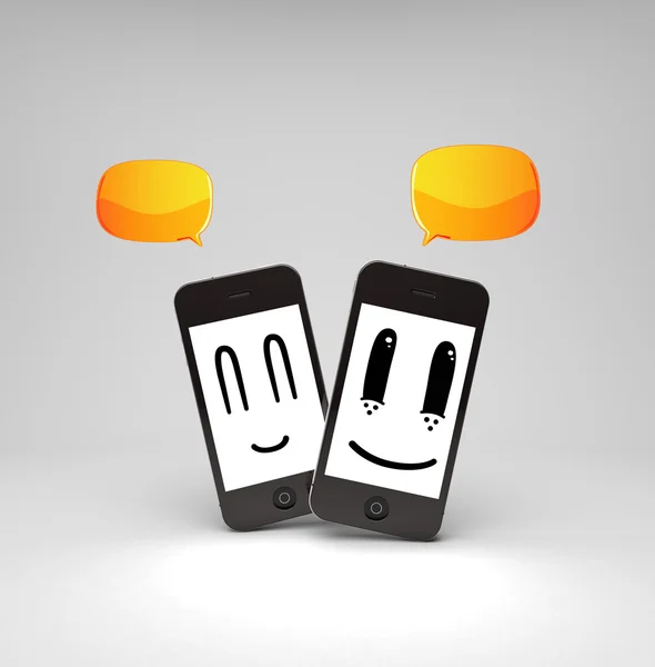 Dwa telefony szczęśliwy — Zdjęcie stockowe