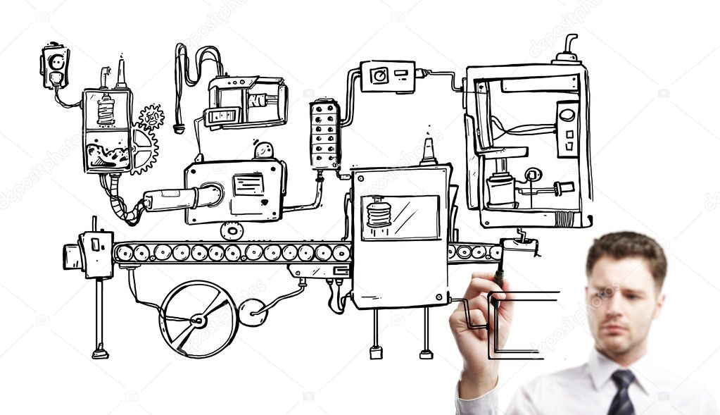 Businessman drawning mechanism
