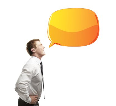 Man with speech bubble clipart