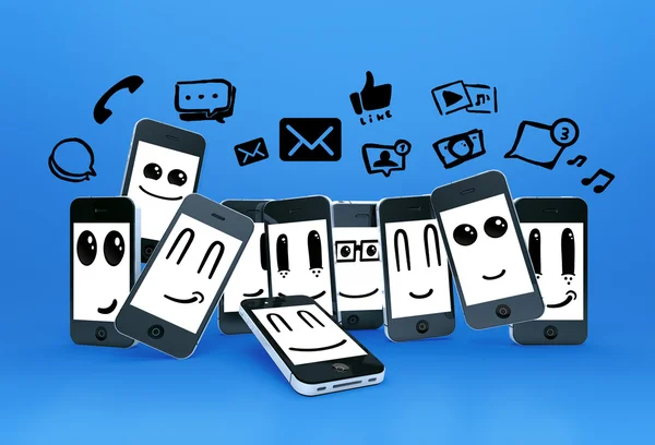 Telefony z mediów społecznych symbol — Zdjęcie stockowe