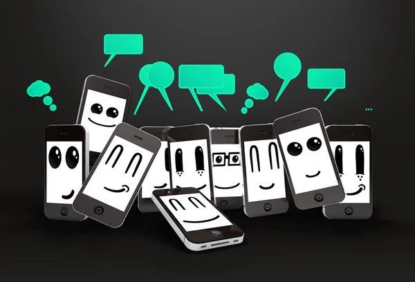Phones with speech bubbles — Stock Photo, Image