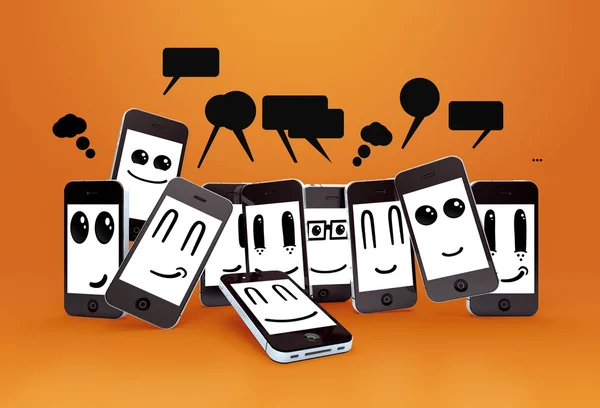 Phones with speech bubbles — Stock Photo, Image