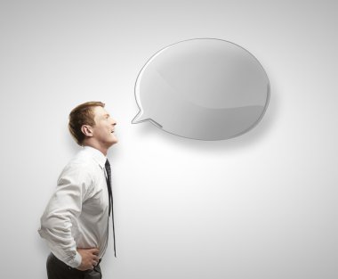 Man with speech bubble clipart