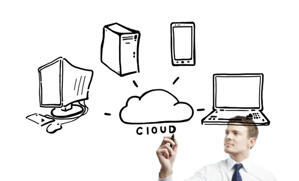 Drawing cloud connection — Stock Photo, Image