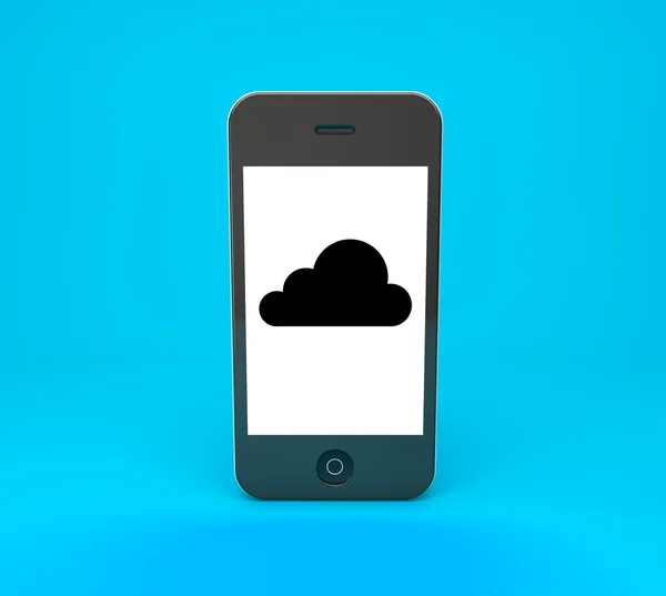 Telefon z chmura czarny — Zdjęcie stockowe