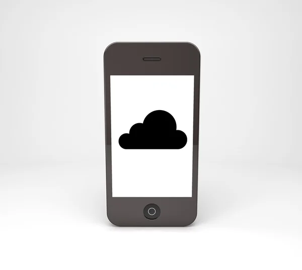 Telefon z chmura czarny — Zdjęcie stockowe