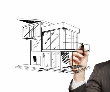 Drawing modern house clipart