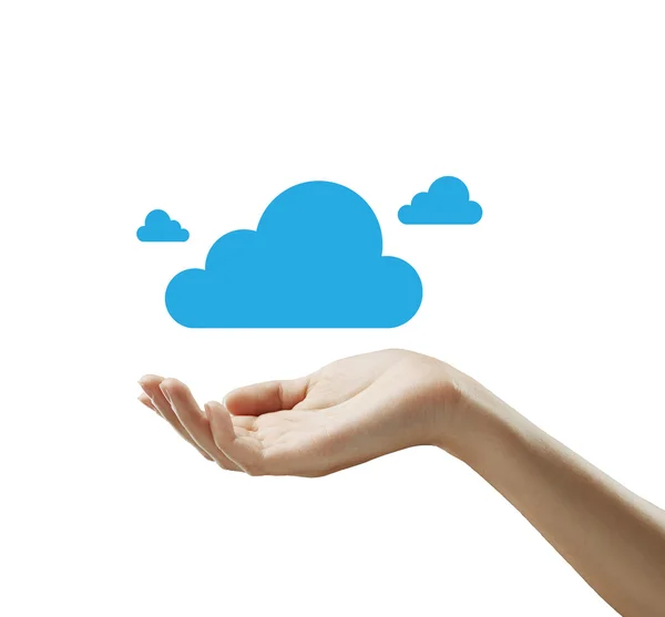 A kezében Blue cloud — Stock Fotó