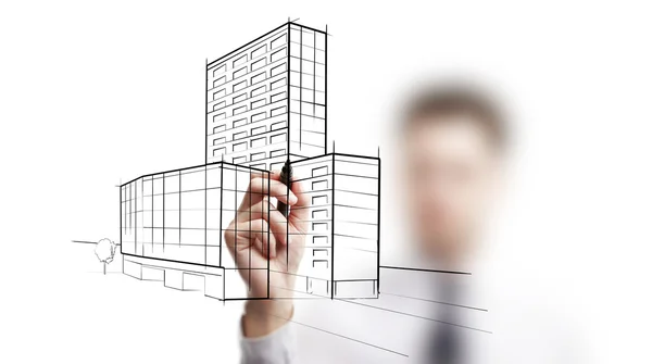 Drawing skyscrapers — Stock Photo, Image