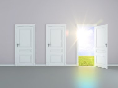 Opened door to field clipart