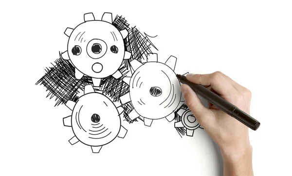 Drawing abstract gears — Stock Photo, Image