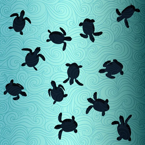 Baby Sea Turtles — Stock Vector