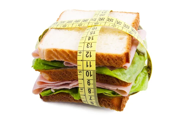 Sandwich isolated on white tape — Stock Photo, Image