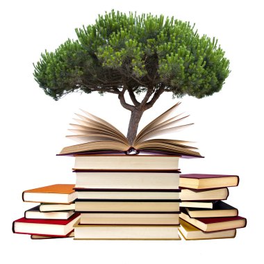 Books with tree clipart