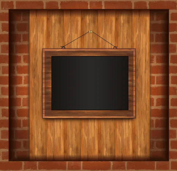 Blackboard frame foto bakstenen muur raster — Stockvector