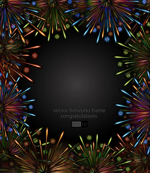 Vector fuegos artificiales noche marco color — Vector de stock