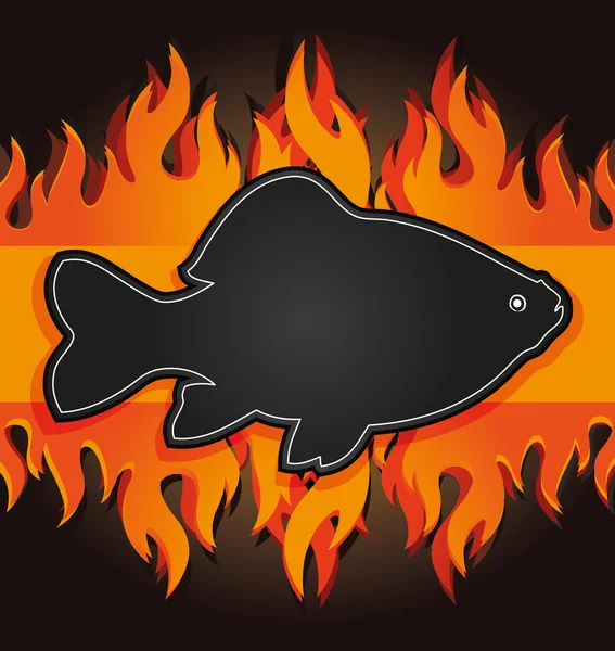 래스터 칠판 그릴 메뉴 카드 물고기 불 보드 — 스톡 사진