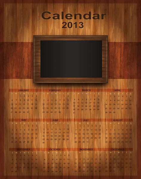 Calendário 2013 quadro de madeira — Vetor de Stock