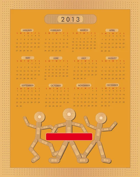 Calendário Sticking gesso Figura 2013 — Vetor de Stock