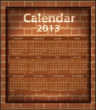 Calendar brick fireplace 2013 clipart