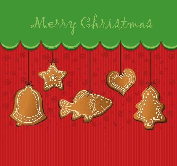 Raster tarjeta de pan de jengibre de Navidad —  Fotos de Stock