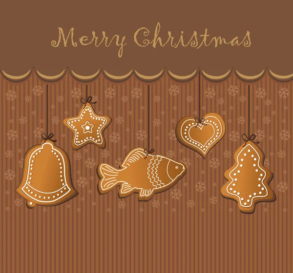 クリスマス ジンジャーブレッド カード チョコレート — ストックベクタ