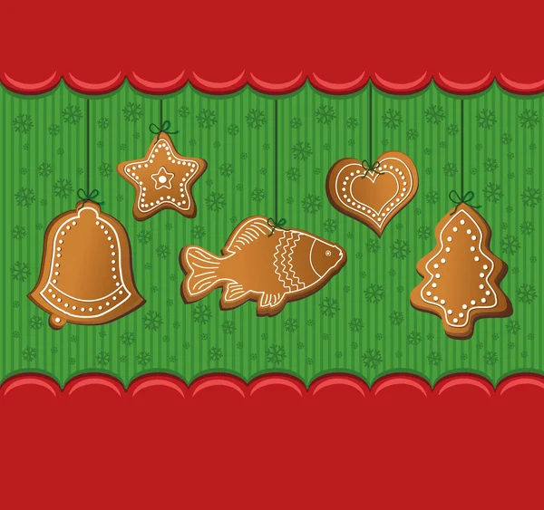Raster Weihnachten Lebkuchen rote Karte leer — Stockfoto