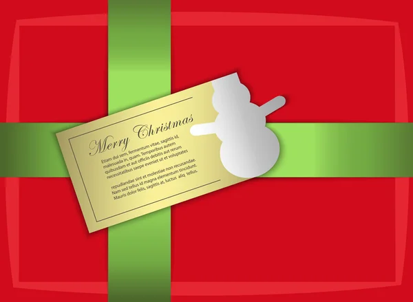 Vector presente de Natal etiqueta de ouro cartão de boneco de neve — Vetor de Stock