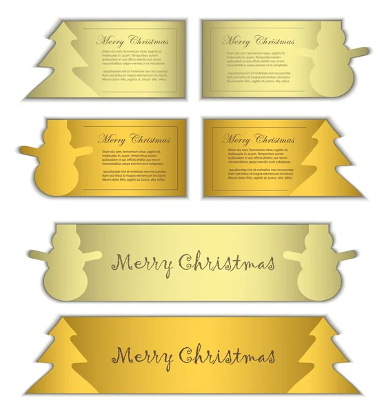 Vector tarjeta de papel etiqueta símbolo navidad oro — Vector de stock