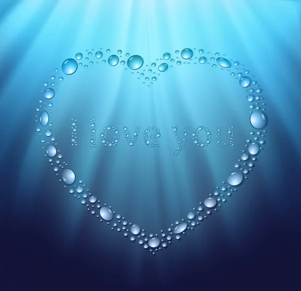 Corazón agua azul gota — Archivo Imágenes Vectoriales