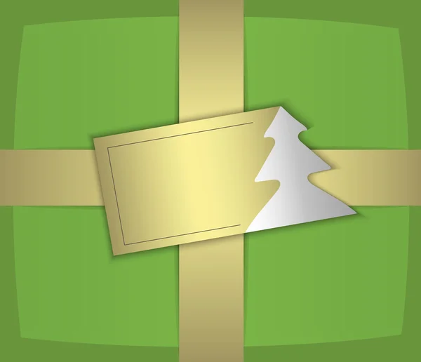 Noel hediyesi yeşil altın etiket ağacı — Stok Vektör